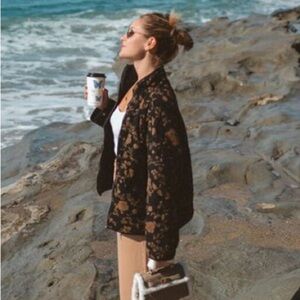 Forever 21 Floral Quilted Jacket - XL
